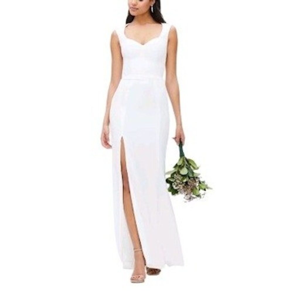 Dress the Population Monroe Gown Off-White Maxi Gown High Slit XL Bridal Wedding